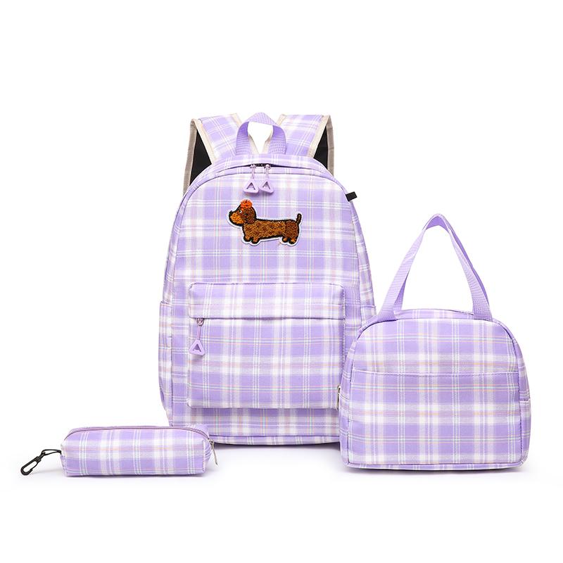 

Комплект из трех рюкзаков с сумкой для ланча, ручкой, рюкзаком для девочек-учениц младших классов, легким рюкзаком большой вместимости для учеников третьих-шестых классов фиолетовый