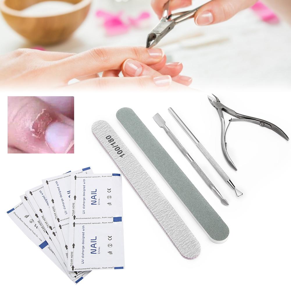 Nail File Cuticle Nippers Steel Pusher Nail Polish Removal Planing Tool Manicure Tool Set