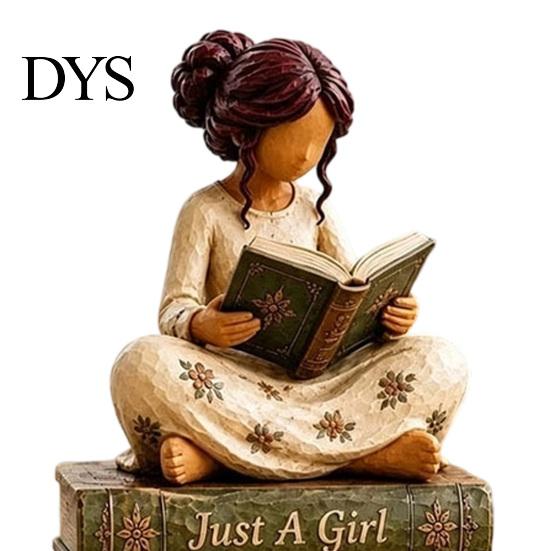 Handmade Carved Wood Figures Wooden Autumn Figurine for Thanksgiving And Halloween Decor, Retro Fall Reading Character Ornaments Table Decor