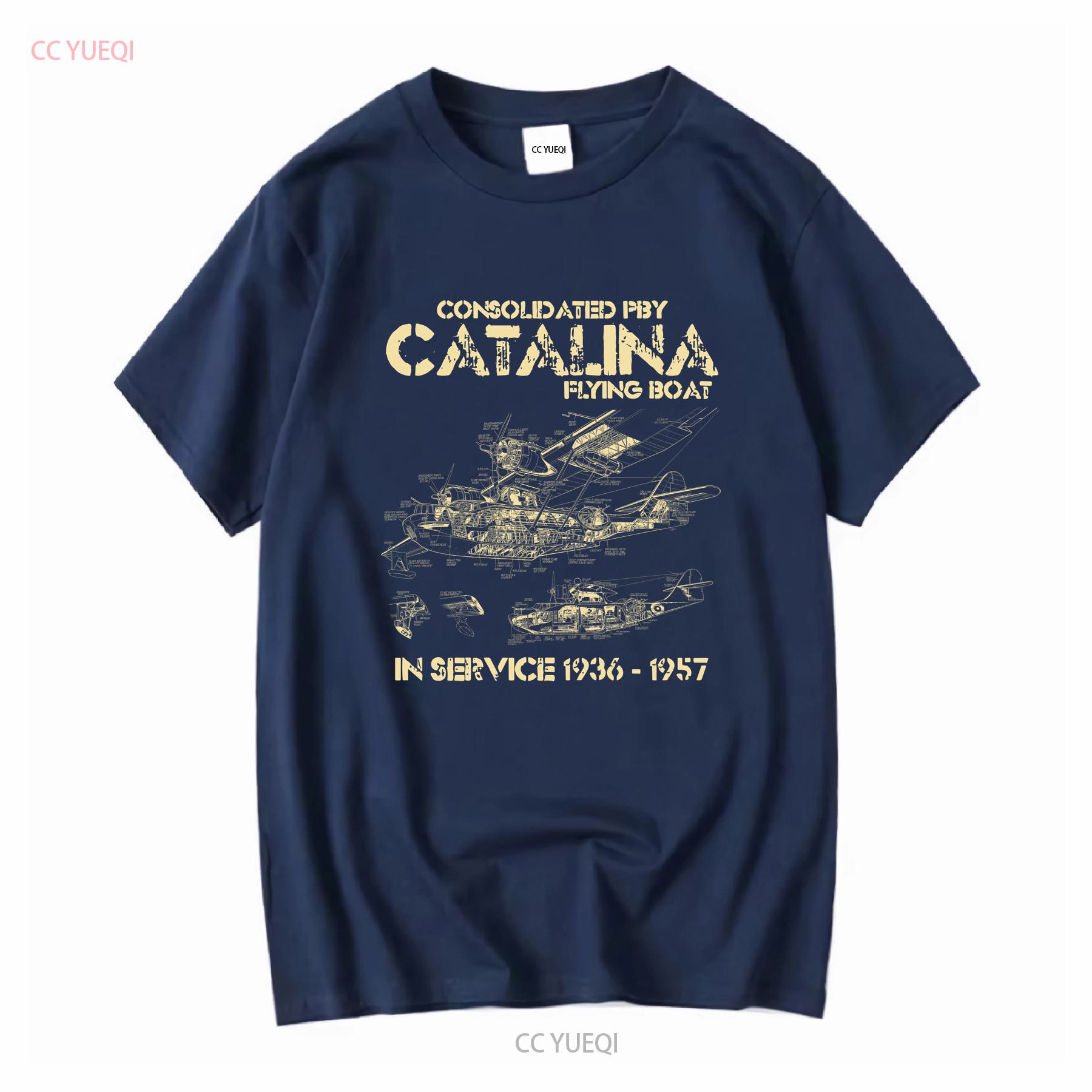 BenberFashion Geconsolideerde PBY Catalina T-shirt Watervliegtuig Vliegtuig Canso vliegtuig Blauwdruk lange of korte mouwen vintage Gewassen Casual XL