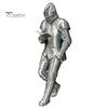 Relaxed Posture Knight for Collection Medieval Bookshelf Decor, Silver-Finished Armored Statue, Fantasy Home Bookend Library Office Desktop Ornament,