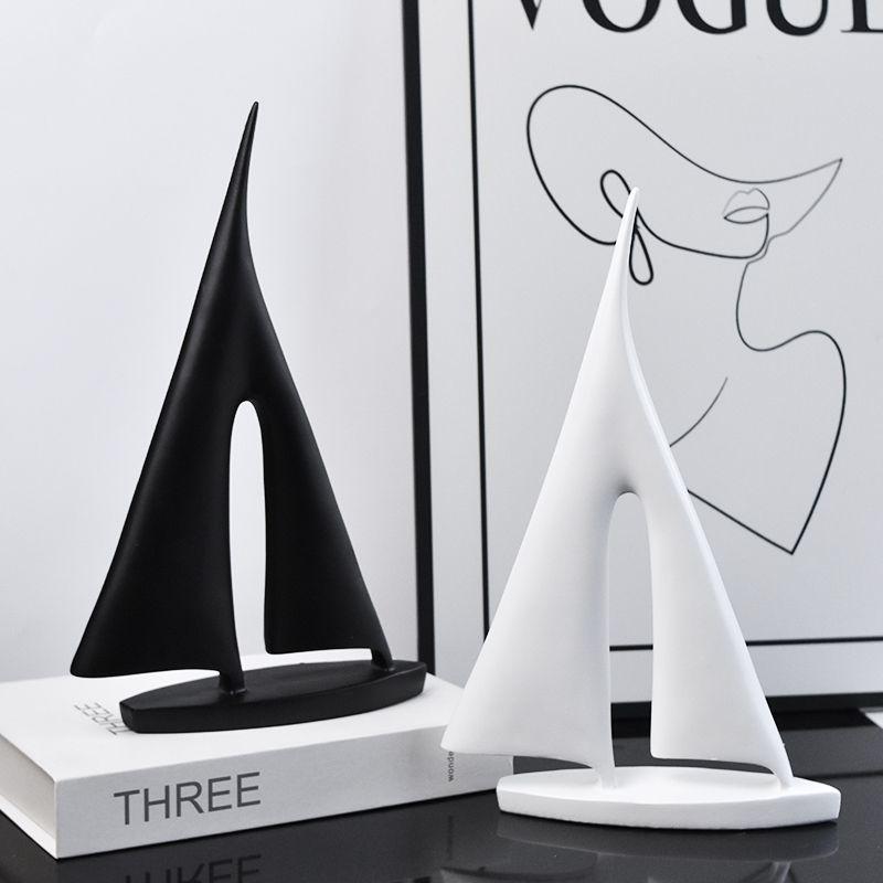 Sleek Minimalist Sailboat Resin Sculpture for Home and Office