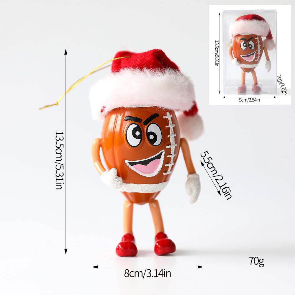 

Забавный кулон в виде спортивного мяча, рождественское украшение, подвеска для елки, баскетбольный, футбольный, регбийный мяч, для вечеринки, детский подарок на Новый год