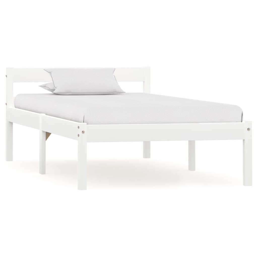 Solid Wood Bed Frame White Pine 90x200 cm