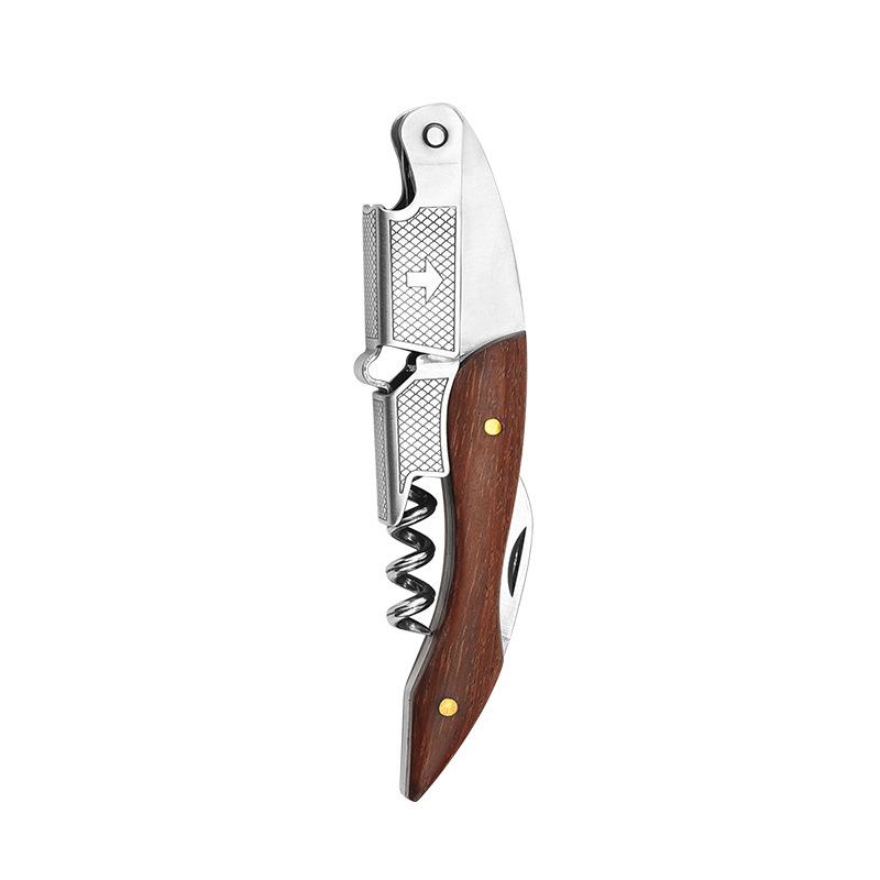 3 In 1 Waiter Corkscrew Wine Opener Wooden Handle Heavy Duty Corkscrews Cork Openers Manual Restaurant Wine Key JT331