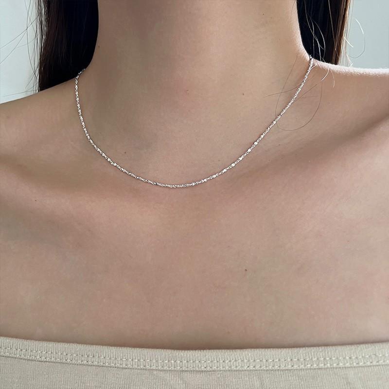 Elegante Damen S925 Sterlingsilber Perlenanhänger Halskette - Leichte Luxus Schlüsselbeinkette
