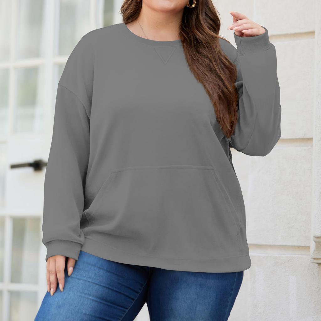 Plus Size Sweatshirt For  Women Oversized Crewneck Long Sleeve Pullover Tops