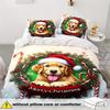 Christmas Duvet Cover Set, Christmas gift bedding set, pet dog print duvet cover for bedroom, hotel, dormitory