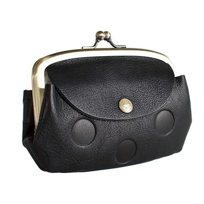 [Kanmi] Candy Roof Wallet WL17-72, Polka Dot, Women's Leather Wallet, Made In Japan (Black), 13.5 Cm X 16 Cm X 10.5 Cm