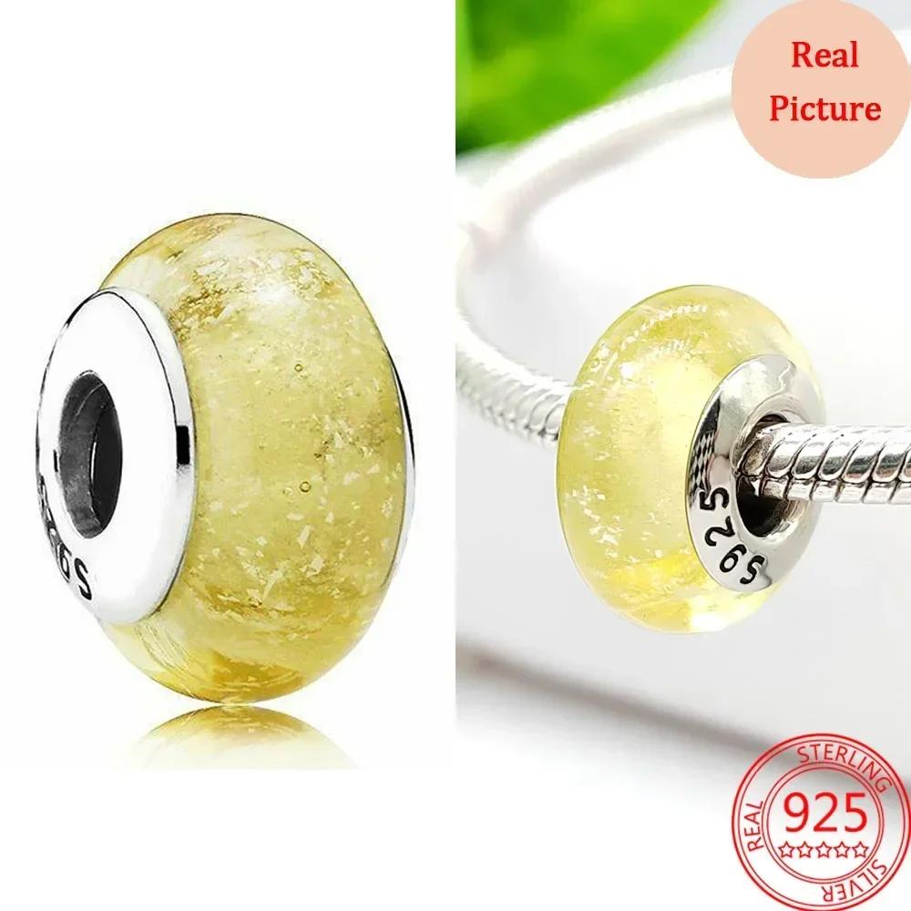 Perles en Verre de Murano Colorées Breloque Vague en Verre Perles en Verre Ondulé Charms S'adaptent aux Bracelets de Marque Bijoux en Cuivre pour Femmes Cadeau