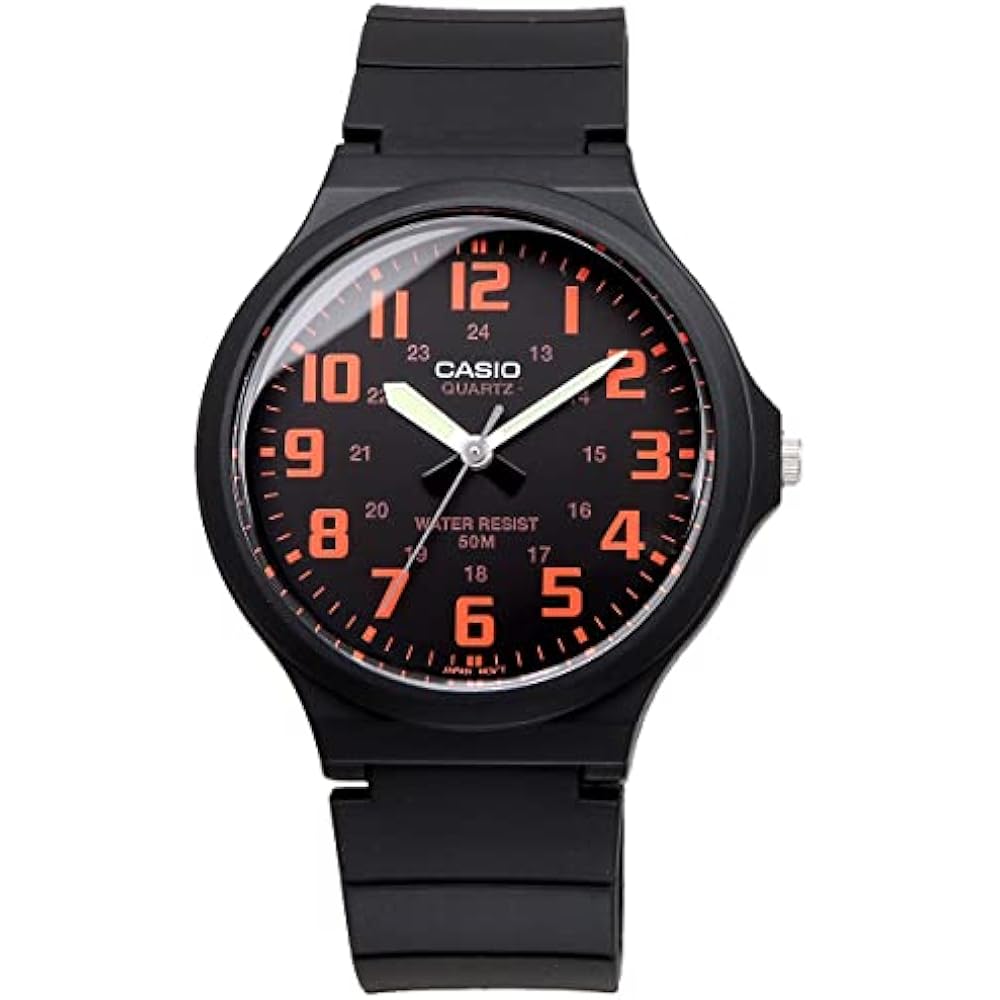 [Casio] Standard STANDARD Analog Quartz Watch MW-240-4BV, No Cosmetic Case, Men's, Black x Orange...
