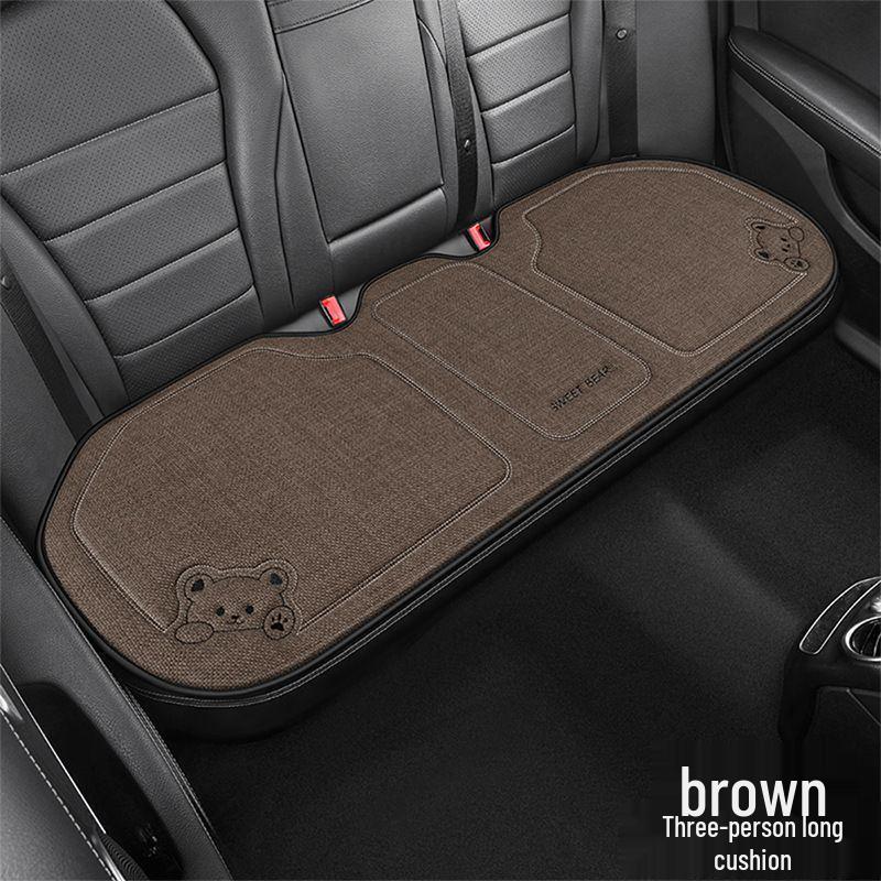 Cartoon Linen Car Seat Cushion – Universal Fit for Rear Driver Seat, Four Seasons