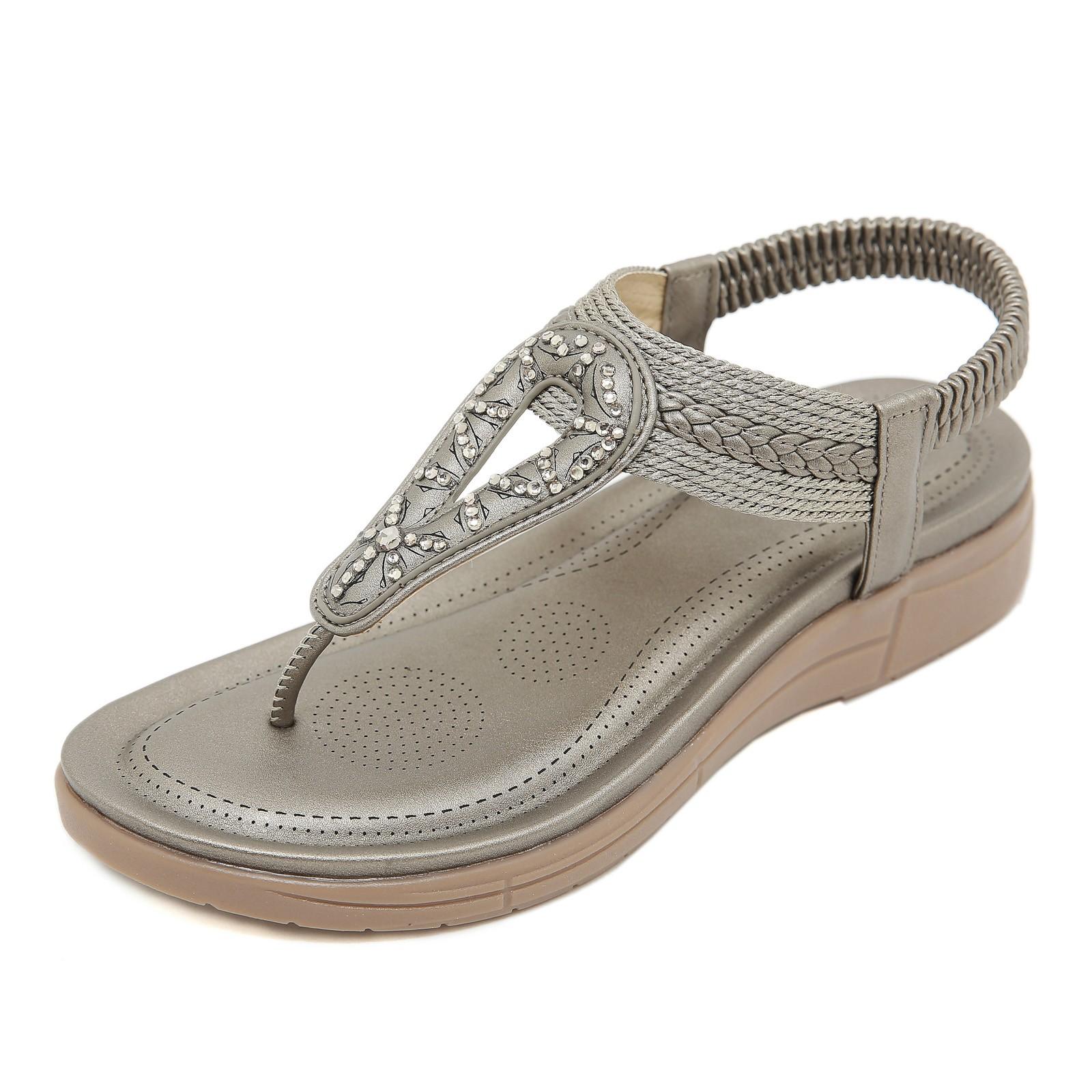 

Hot Selling Women Sandals With Arch Support Comfortable Sandal Women Flip Flops Dressy Summer Walking Wedge Shoes Slippers 36 сірий