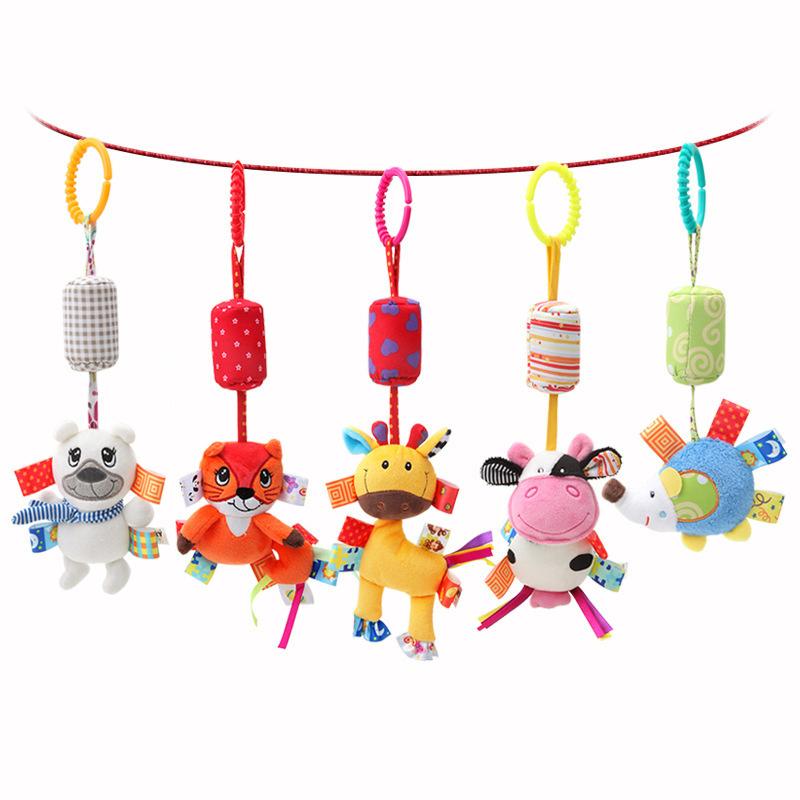 Newborn Baby Sensory Hanging Rattles Soft Early Learning Toys Kids Stroller Infant Car Bed Crib With Teether For Toddlers