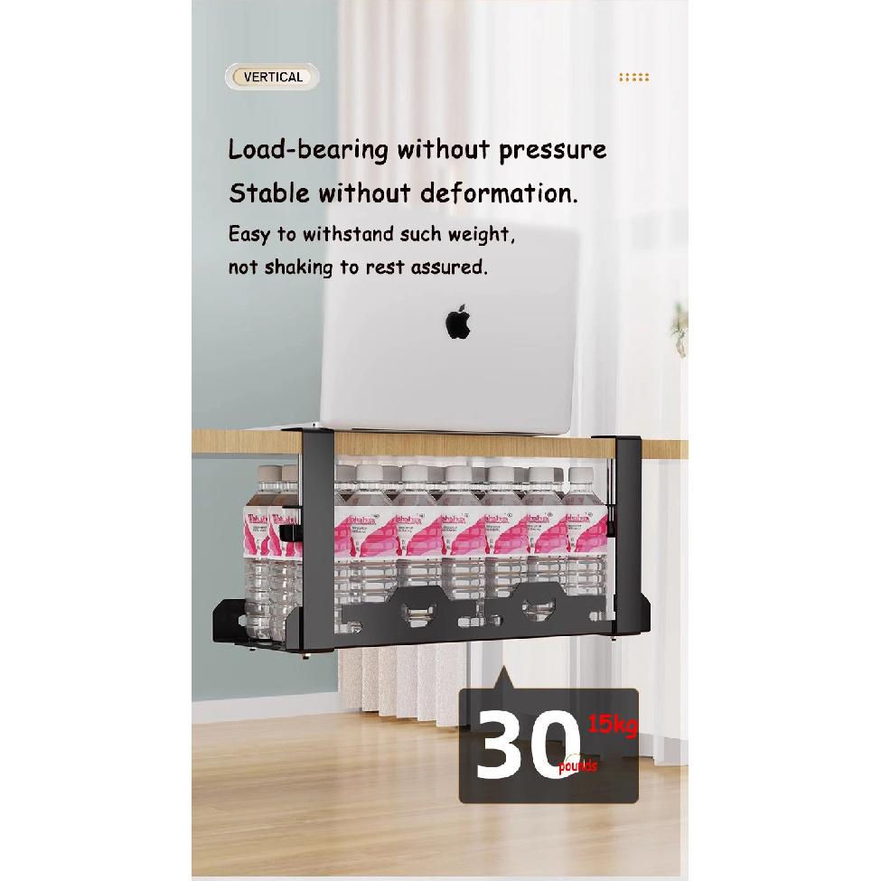 Telescopic Under Table Storage Rack Metal Cable Management Tray Home Office Desk Wire Organizer No Punching Storage Accessories