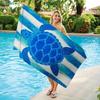 Deep Ocean Water Texture Single Turtle Print Beach Towel Soft Absorbent For Holiday Beach Swimming Camping Trip