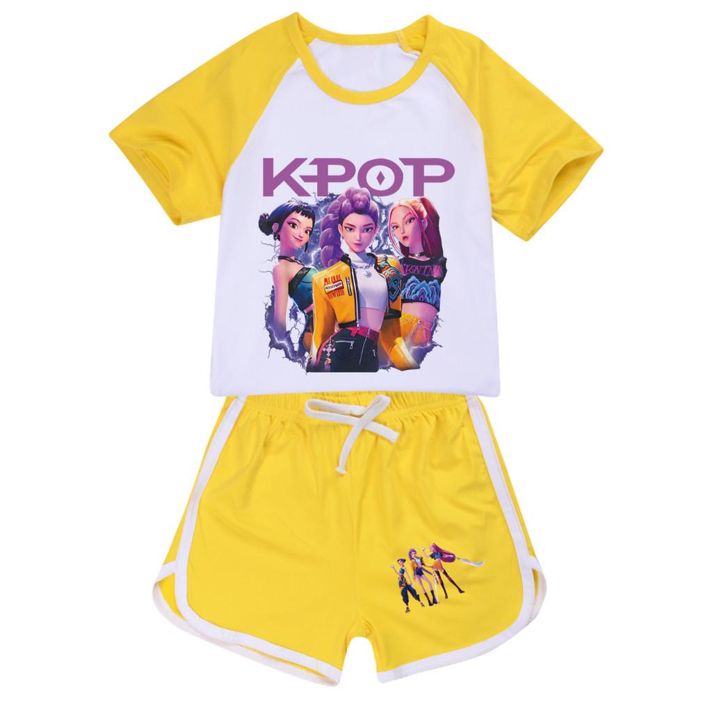 5112 Kids Girls POP Rumi Zoey Mira Print T-shirt Shorts Sport Tracksuit Clothes Set