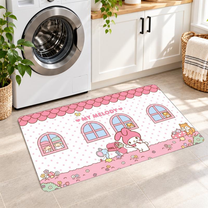 Flannel Kitchen Mat My Melody Soft Area Rug Non Slip Floor Carpet Home Decoration
