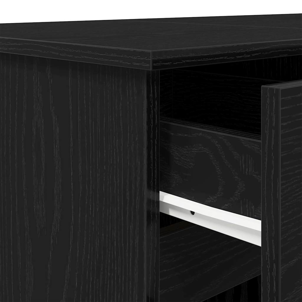 Desk with Shelf Black Oak Effect 140 X 49 X 76 Cm
