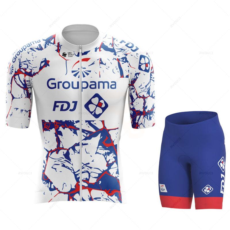Cyklistické dresy 2026 Fdj Pánské cyklistické oblečení Letní krátký rukáv MTB Cyklistický oblek Oblečení na kolo Ropa Ciclismo Hombre