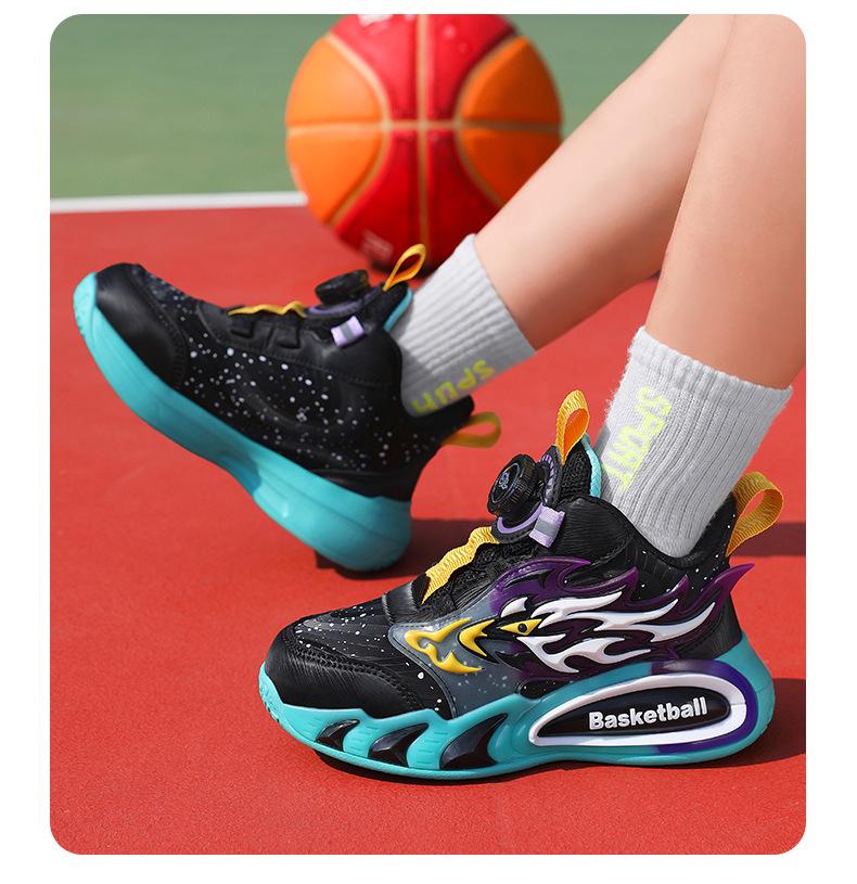 2025 Autumn/Winter Trendy Boys' Leather Basketball Shoes - Durable, Non-Slip, Soft Sole for Kids