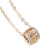 Women Rose Gold Tone Filigree Barrel Pendant Necklace with Sparkling Stone Bands Elegant Bohemian Style Jewelry