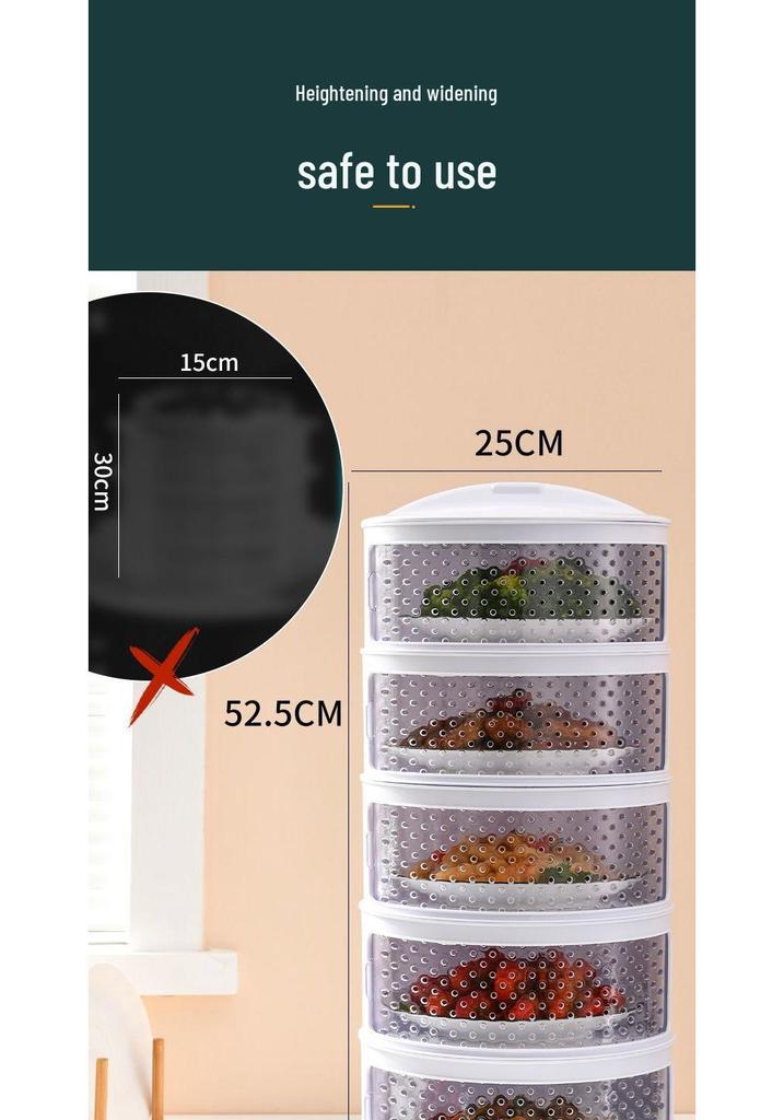 Breathable Insect-Proof Kitchen Storage Rack with Thickened Vegetable Cover and Overnight Dish Insulation
