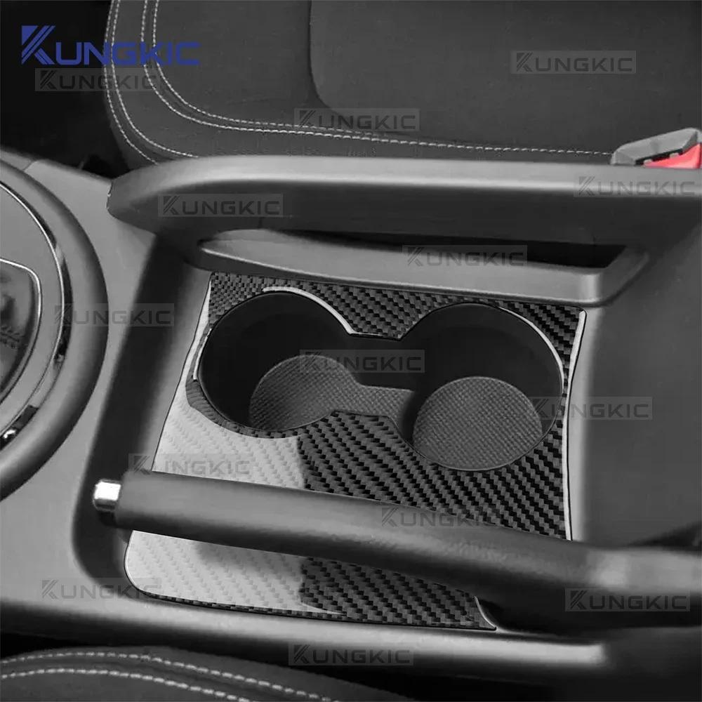 For Kia Sportage 2011 2012 2013 2014 2015 2016 Real Soft Carbon Fiber Sticker LHD RHD Car Center Console Cup Holder Frame Trim