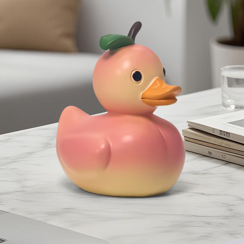 Figurina di Anatra con Frutta e Verdura Cartone Animato PVC Decorazione Creativa per Scrivania per Regalo e Collezione