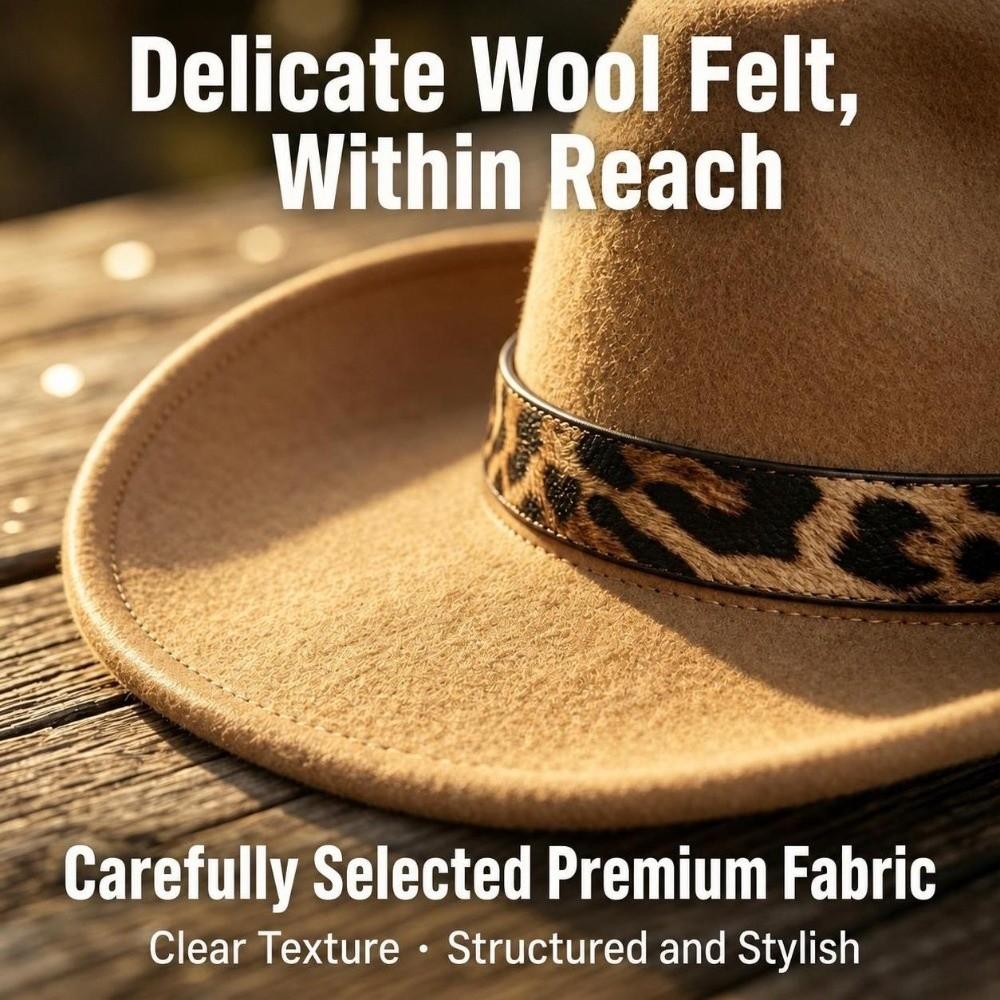 Leopard Hat Band Fedora Hat Felt Dress Hat New Western Cowboy Hat  Men Women