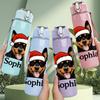 1PC Santa German Shepherd Sophia 750ml Color Plastic Sports Water Bottle Leakproof Flip Straw Lid Suitable for Sports Office Home Use