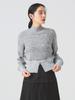 Ray Beams Women's Melange Rib High Neck Long Sleeve Knit Sweater, Gray Free