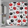 1pc Lip Kiss Print Shower Curtain, Polyester Fabric, Machine Washable, Suitable for Bathroom Decoration