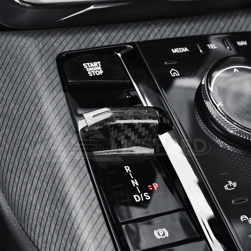 Echte Kohlefaser-Schalthebelmanschette für BMW X3 G45 M3 G80 2025 IX i20 2021-2025 i5 G60 5er G60 2024 2025 LHD