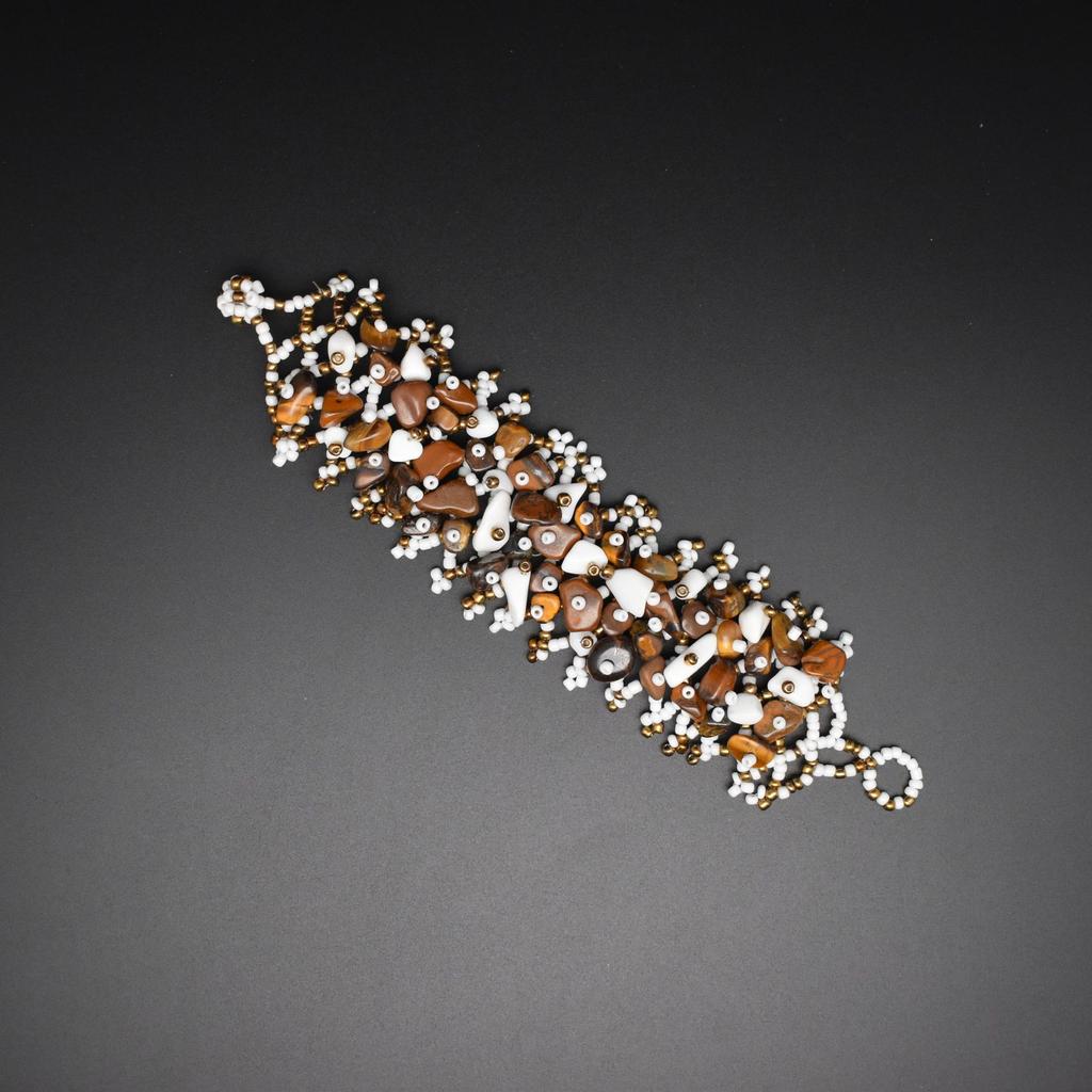 Ethnic Style Colorful Natural Stone Hollow Bracelet Handmade Bead Bohemian Hollow Rice Bead Crushed Stone Bracelet