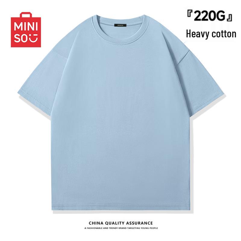 MINISO Men's 220g Heavyweight Plain Short-Sleeve T-Shirt