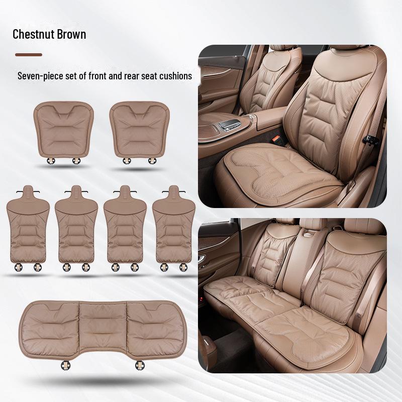 Kiváló minőségű nappa bőr autósülés párna, vastagított csúszásmentes kialakítás első és hátsó ötszemélyes autókhoz