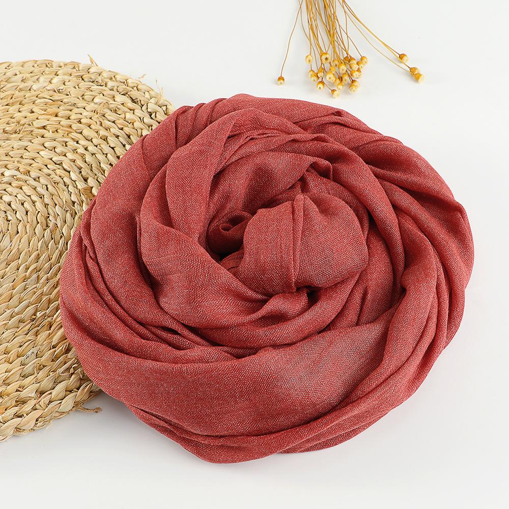 Solid Color Linen Scarf for Women  Spring and Summer New Cotton Candy Monochrome Warm Gauze Scarf Travel Sunscreen Shawl