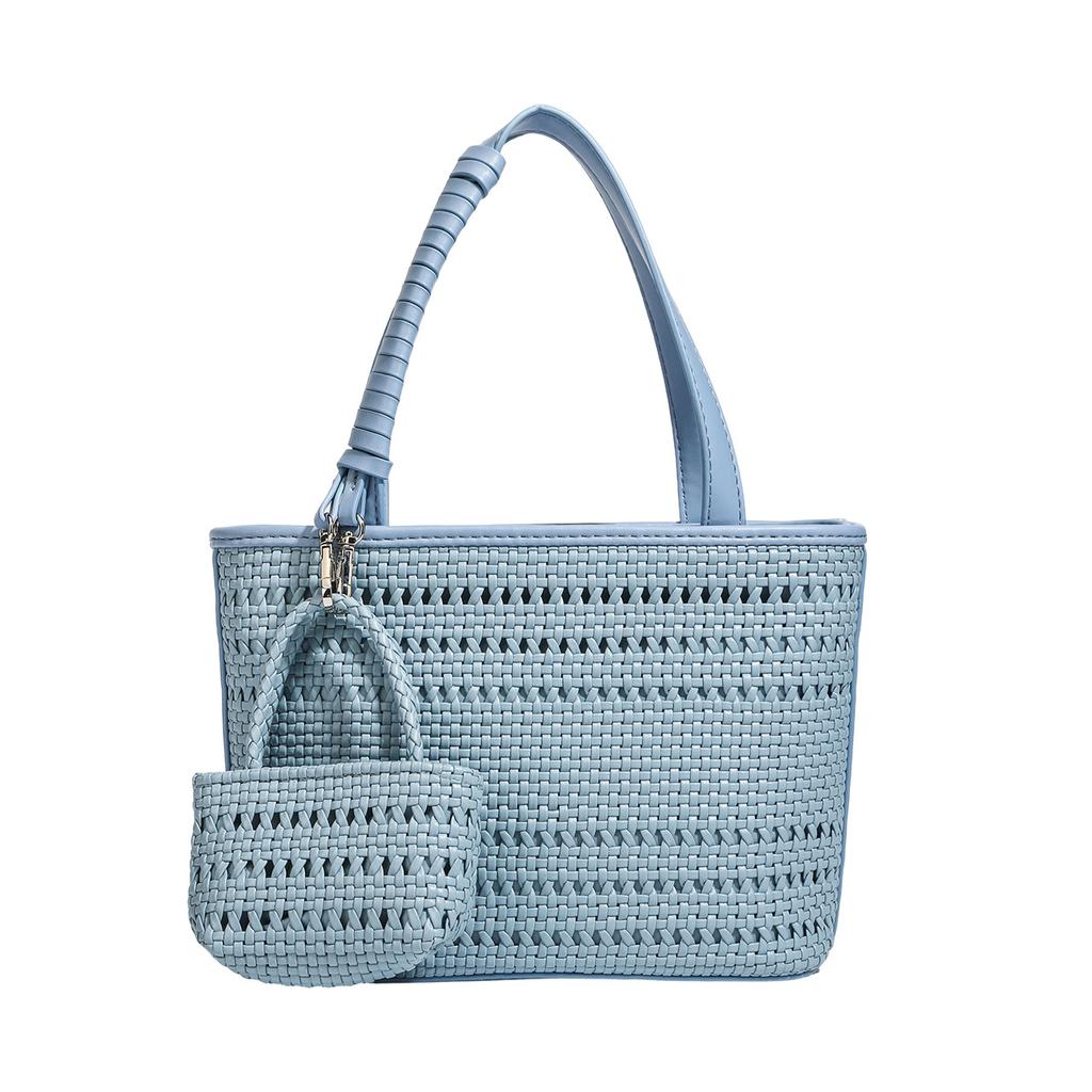 Hollow shoulder bag women's versatile beach vacation armpit bag solid color woven bag