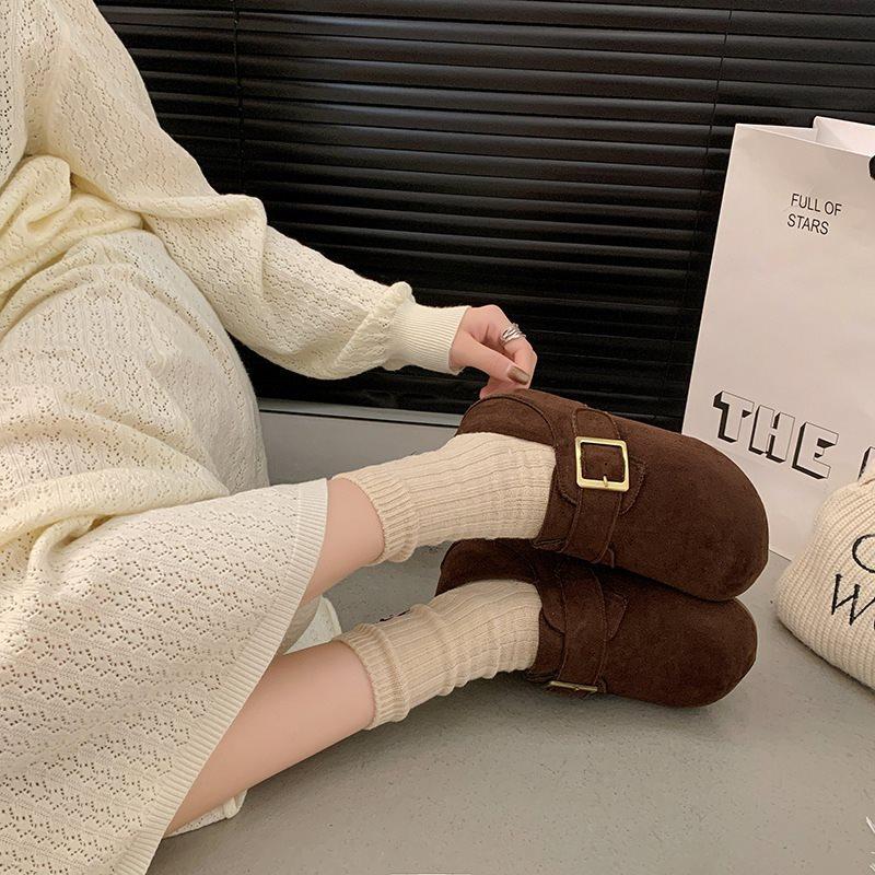 New Korean Version Autumn and Winter Shoes Deep Mouth 2025 Retro Soft-soled Single Shoes Mori Boken Classic Versatile Two-wear Doudou Shoes