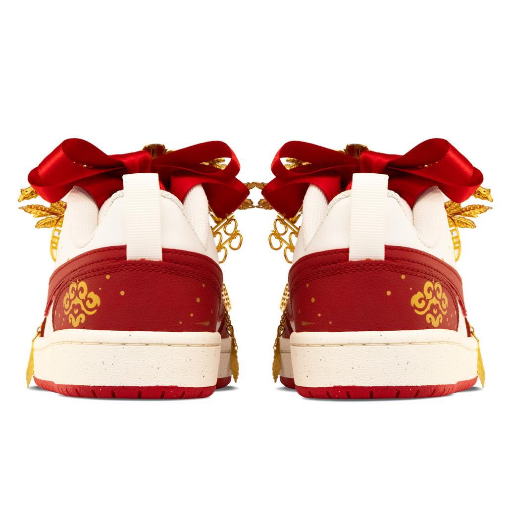 Nike Court Borough Cushioning, Wear Resistant Low Top Skateboard Shoes Women's Red Gold BQ5448-119(Team1302-)