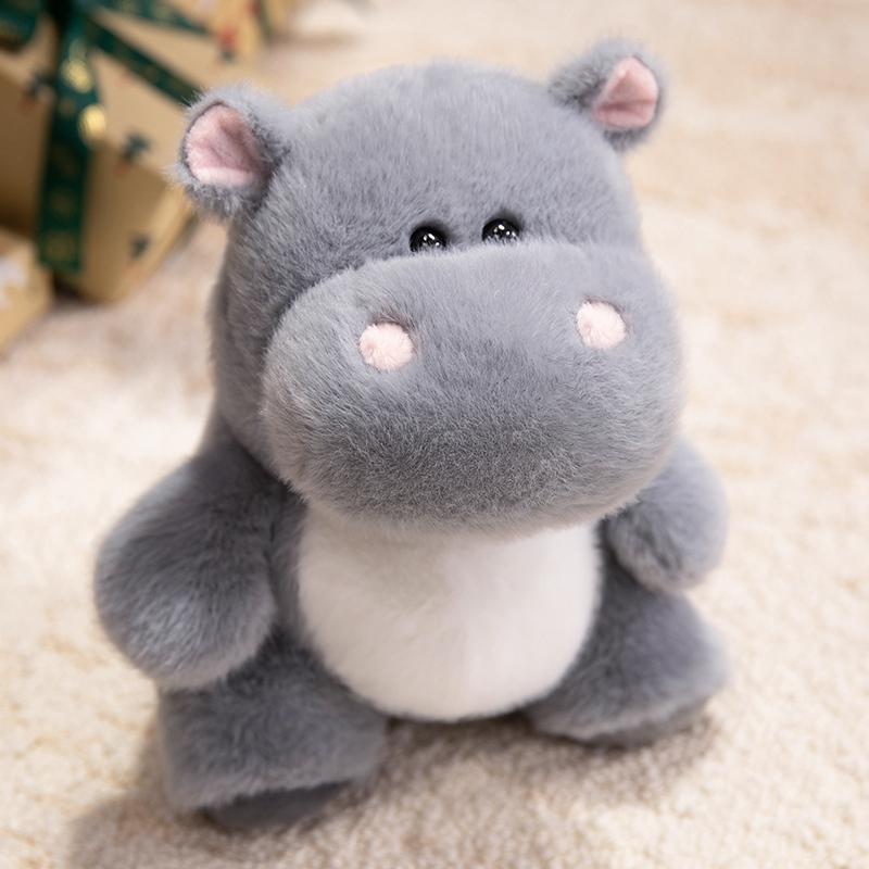 23Cm Cartoon Cute Elk Plush Doll Pillow Pink Blue Grey Round Hippo Sika Deer Plush Toy Home Decor Christmas Gift For Children