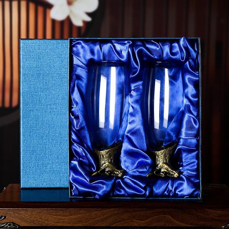 Niu Ancient Blue Household Champagne Cup Beer Cup Crystal Cup Cocktail Cup Beast Head Wine Glass Wine Set