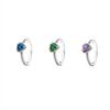 Pan Silver Plated Ring for Women Heart Shaped with Diamond Light Purple Blue Green Love Fashion Jewelry