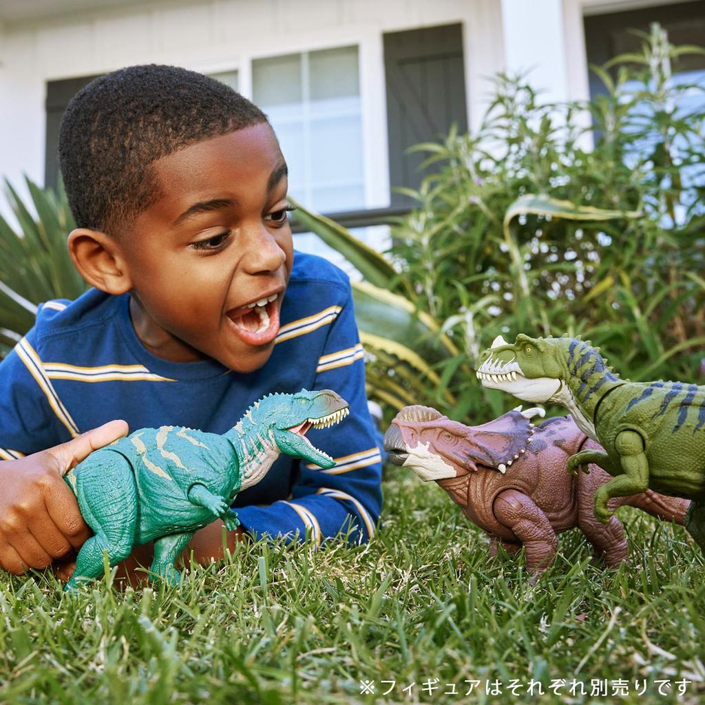 Mattel Jurassic World Roaring Pachyrhinosaurus Action Figure, Kids' Dinosaur Toy, Length: Approx. 11.2 Inches, Ages 4 and Up, Brown, HTK72