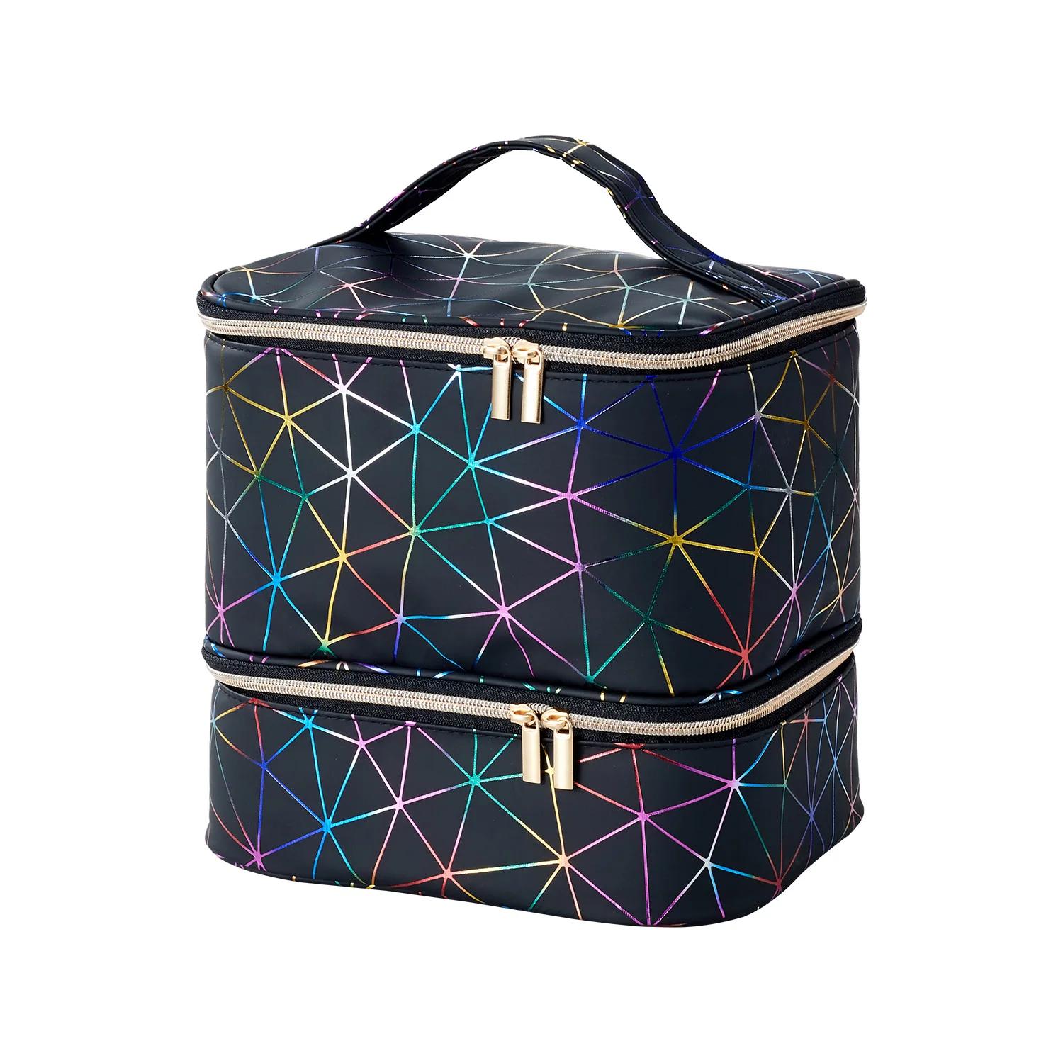 Leather Nail Polish Organizer Nail Kit Organizer Holds 30+ Bottles Lamp, Nail Polish Carrying Case чёрный