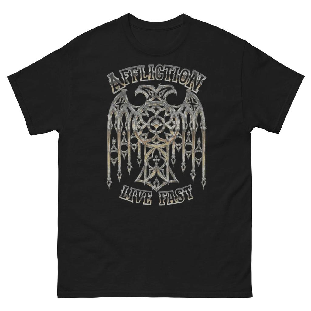 Xtreme Affliction Style Gothic Cross Biker Tee Y2K Vintage Tattoo Graphic Shirt