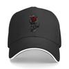 Schwarze Baseballkappe mit nebeligem roten Rosenmuster für Unisex, Sommer, atmungsaktiv, verstellbar, lässige Golfkappe mit Sandwich-Baseballkappe