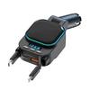 Bluetooth-Autoladegerät-Adapter mit UKW-Sender und 96W-Schnellladung mit einziehbarem Kabel