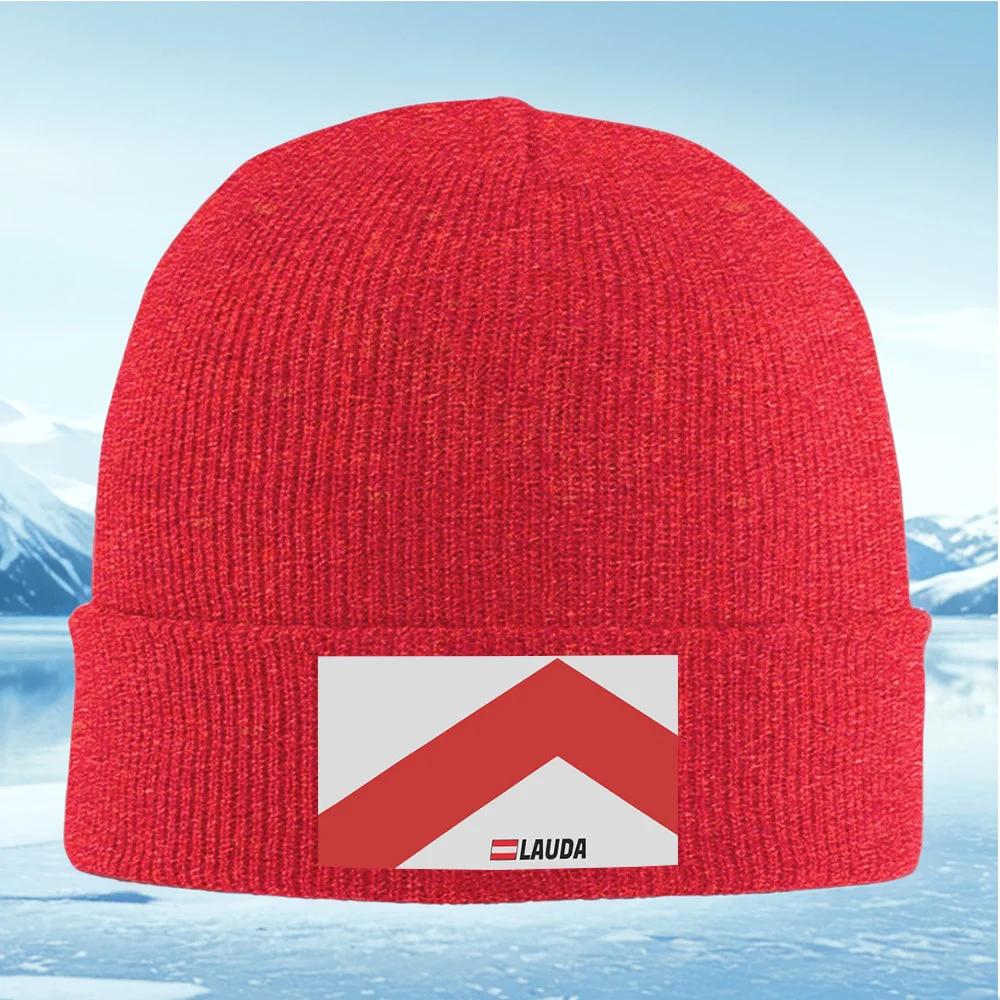 Red geometric shape with logo Unisex Women Unisex Knitted Hat Beanie Pullover Cap Winter Thermal Warm Christmas Outdoor Cyclin